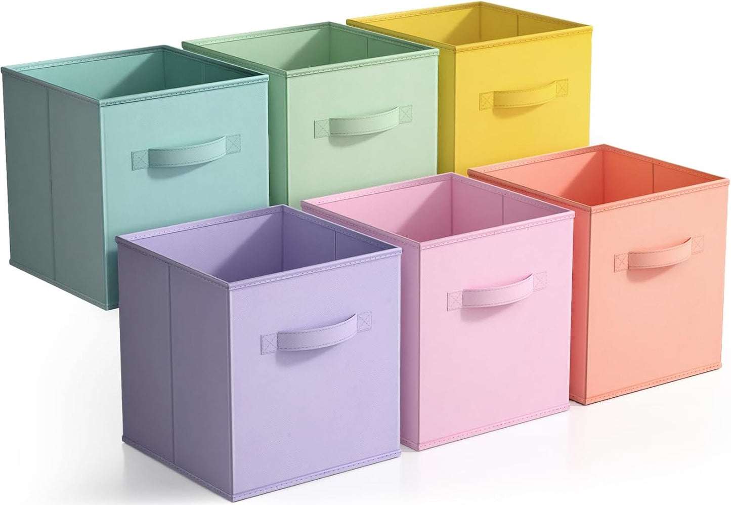 Foldable Storage Cube Basket Bin - Great for Nursery, Playroom, Closet, Home Organization ( Pastel Multi-Color, 6 Pack)