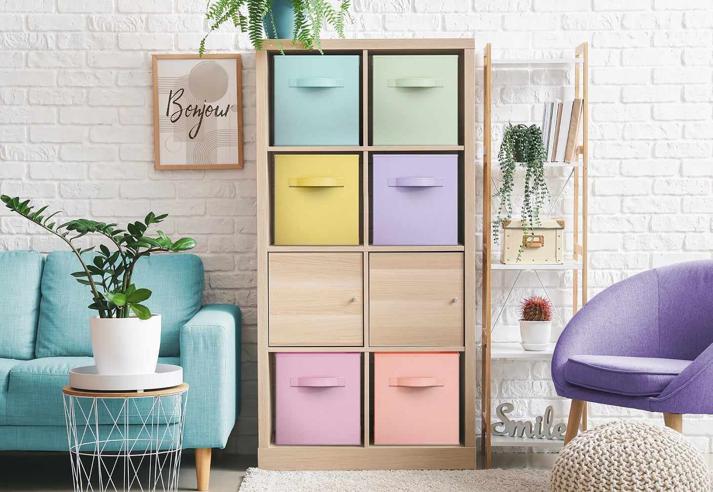 Foldable Storage Cube Basket Bin - Great for Nursery, Playroom, Closet, Home Organization ( Pastel Multi-Color, 6 Pack)