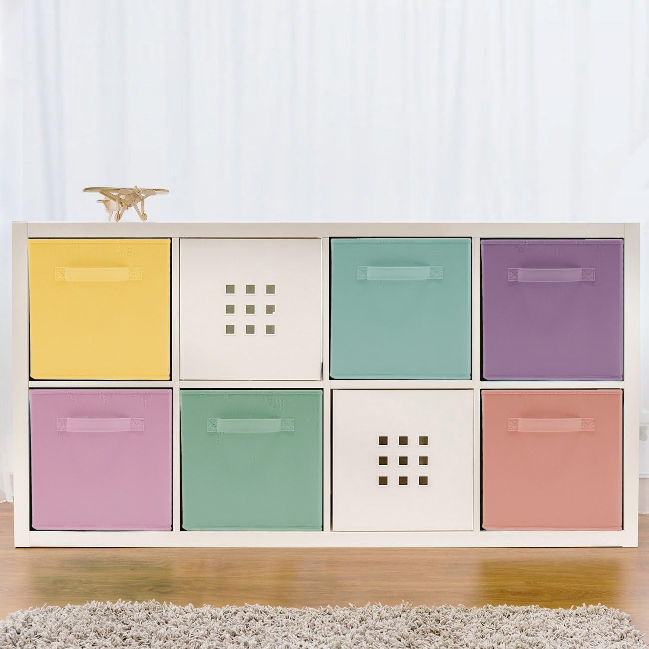 Foldable Storage Cube Basket Bin - Great for Nursery, Playroom, Closet, Home Organization ( Pastel Multi-Color, 6 Pack)