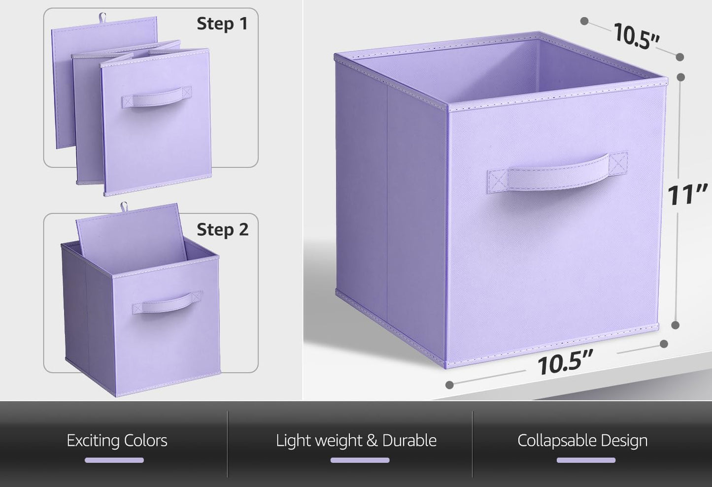 Foldable Storage Cube Basket Bin - Great for Nursery, Playroom, Closet, Home Organization ( Pastel Multi-Color, 6 Pack)