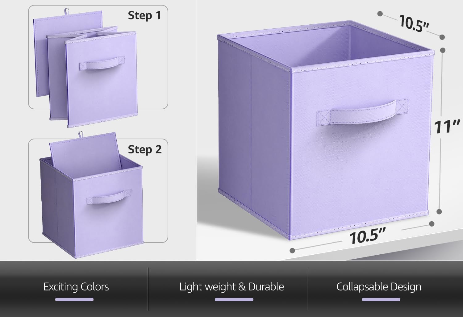 Foldable Storage Cube Basket Bin - Great for Nursery, Playroom, Closet, Home Organization ( Pastel Multi-Color, 6 Pack)